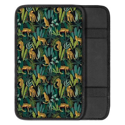 Tropical Jaguar Pattern Print Car Center Console Cover