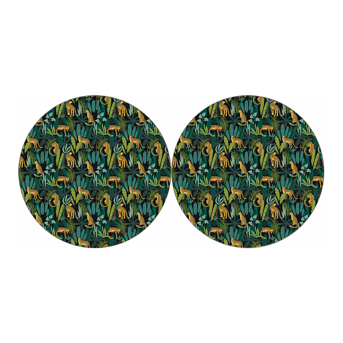 Tropical Jaguar Pattern Print Car Coasters
