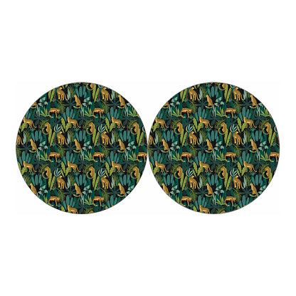 Tropical Jaguar Pattern Print Car Coasters