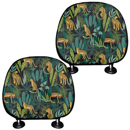 Tropical Jaguar Pattern Print Car Headrest Covers