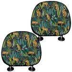 Tropical Jaguar Pattern Print Car Headrest Covers