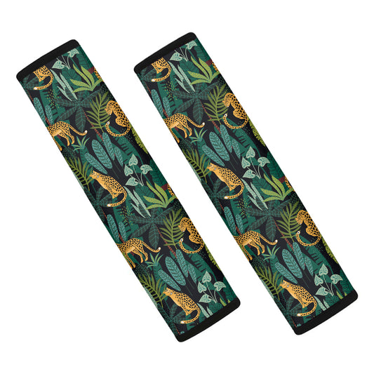 Tropical Jaguar Pattern Print Car Seat Belt Covers