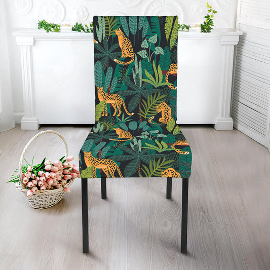 Tropical Jaguar Pattern Print Dining Chair Slipcover