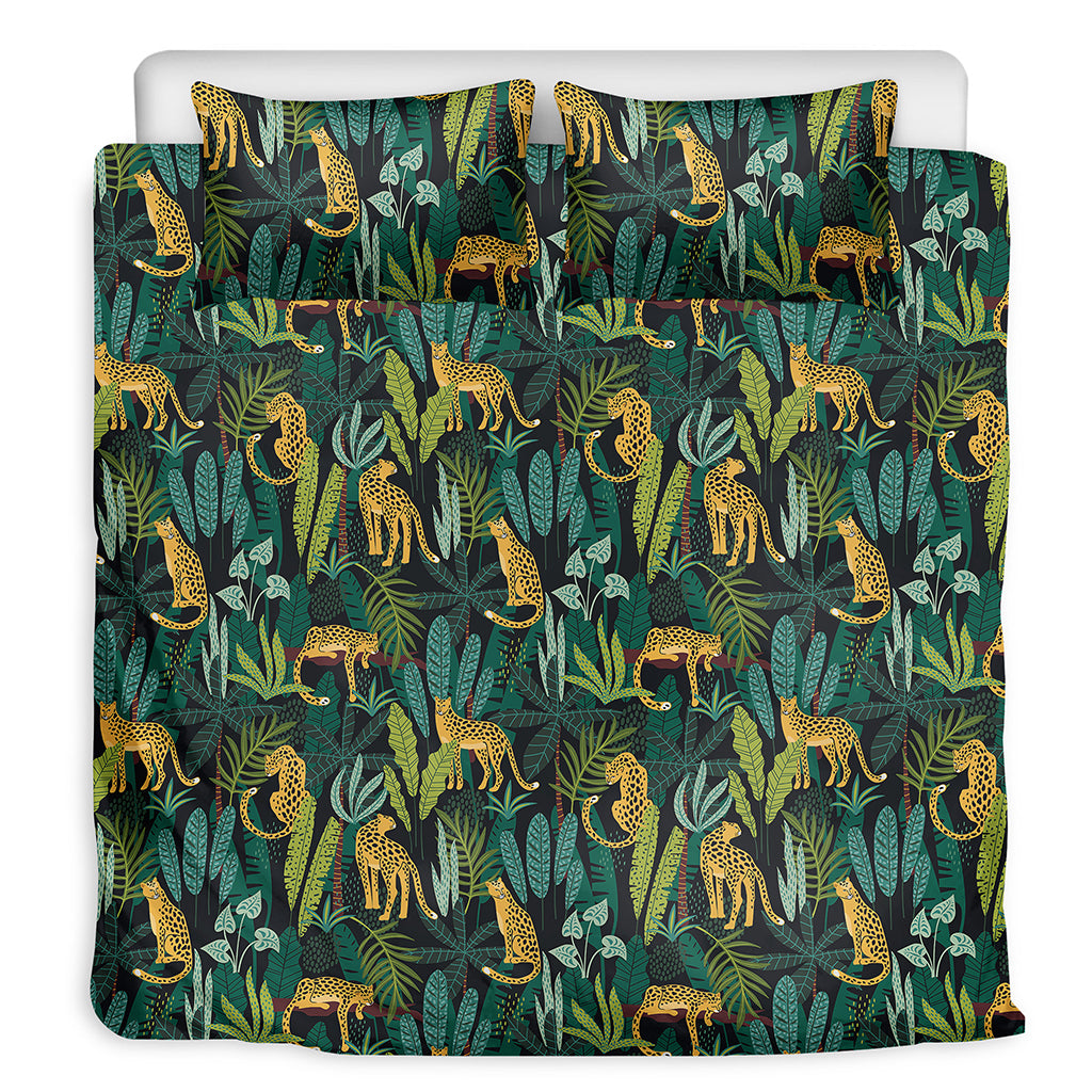 Tropical Jaguar Pattern Print Duvet Cover Bedding Set
