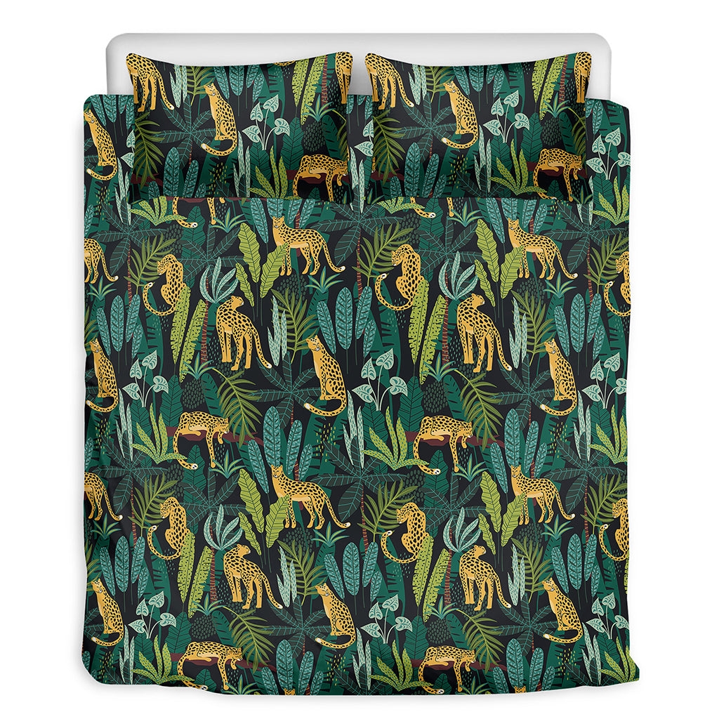 Tropical Jaguar Pattern Print Duvet Cover Bedding Set