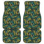 Tropical Jaguar Pattern Print Front and Back Car Floor Mats