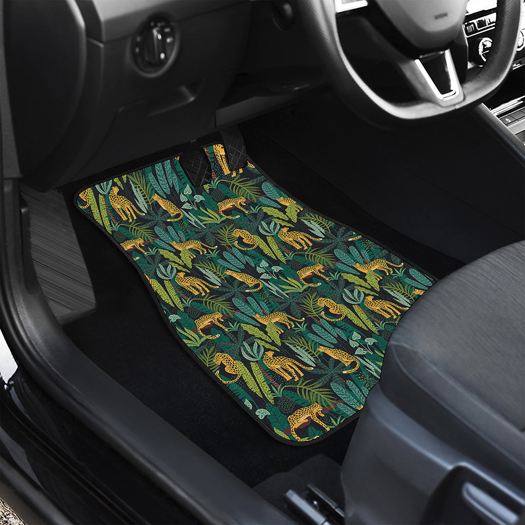 Tropical Jaguar Pattern Print Front and Back Car Floor Mats