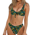 Tropical Jaguar Pattern Print Front Bow Tie Bikini