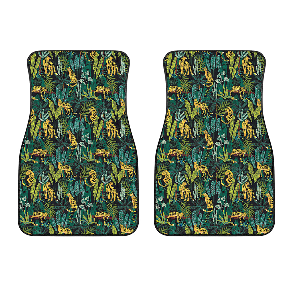 Tropical Jaguar Pattern Print Front Car Floor Mats