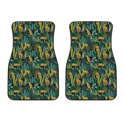 Tropical Jaguar Pattern Print Front Car Floor Mats