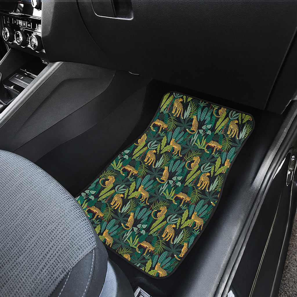Tropical Jaguar Pattern Print Front Car Floor Mats