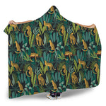Tropical Jaguar Pattern Print Hooded Blanket