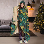 Tropical Jaguar Pattern Print Hooded Blanket