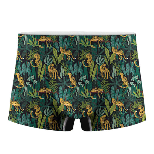 Tropical Jaguar Pattern Print Men's Boxer Briefs