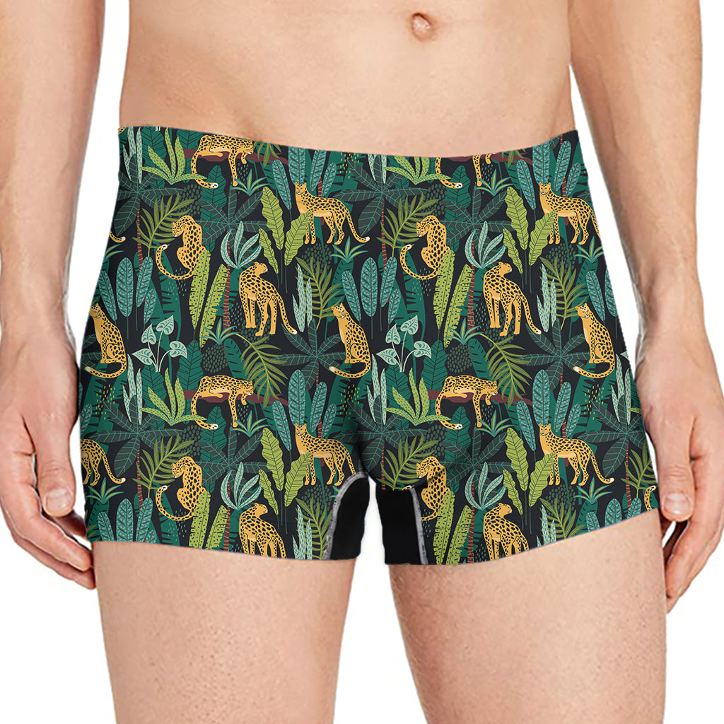 Tropical Jaguar Pattern Print Men's Boxer Briefs