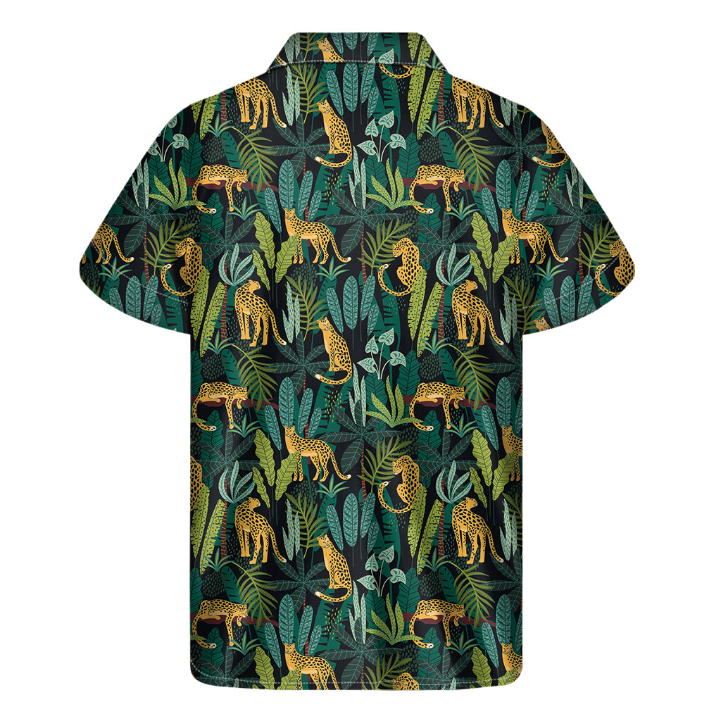 Tropical Jaguar Pattern Print Men's Short Sleeve Shirt