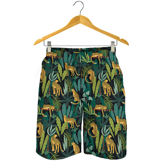 Tropical Jaguar Pattern Print Men's Shorts