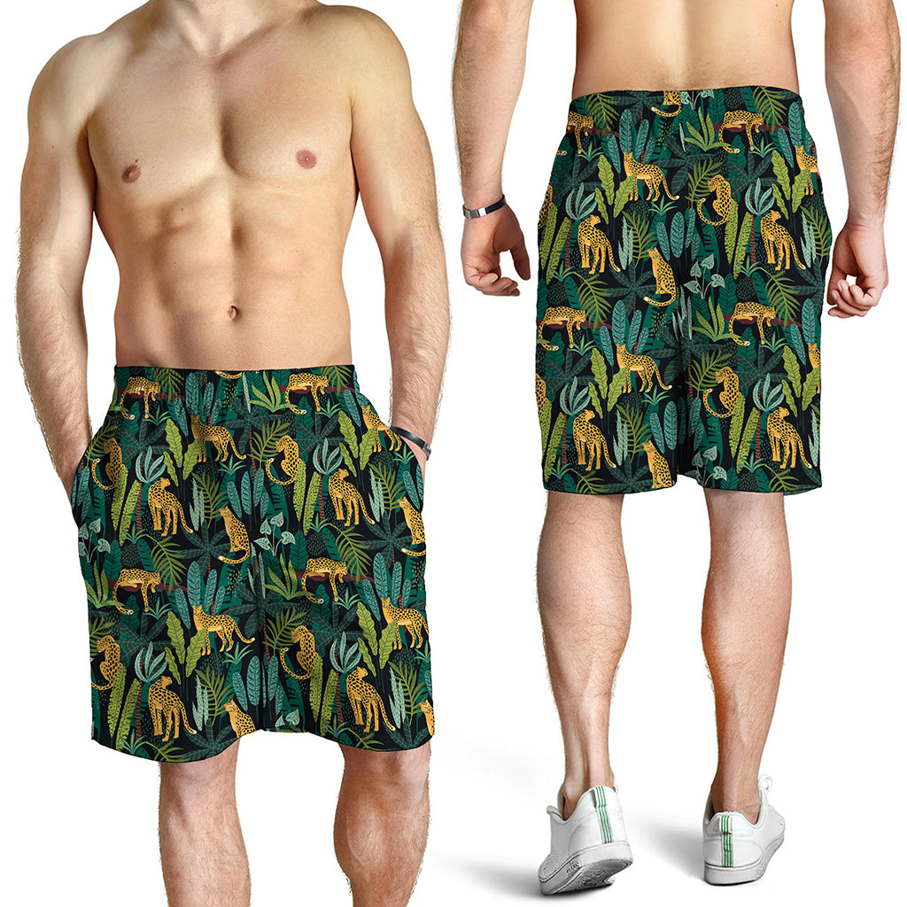 Tropical Jaguar Pattern Print Men's Shorts