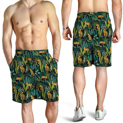 Tropical Jaguar Pattern Print Men's Shorts