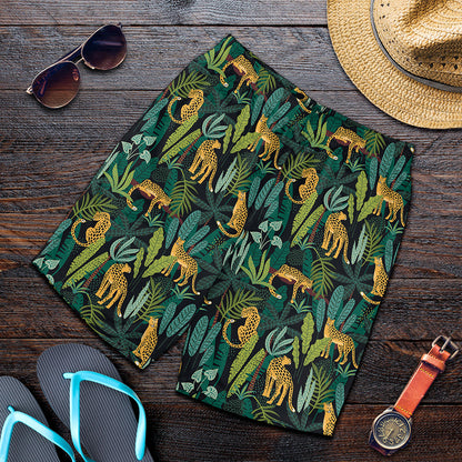 Tropical Jaguar Pattern Print Men's Shorts