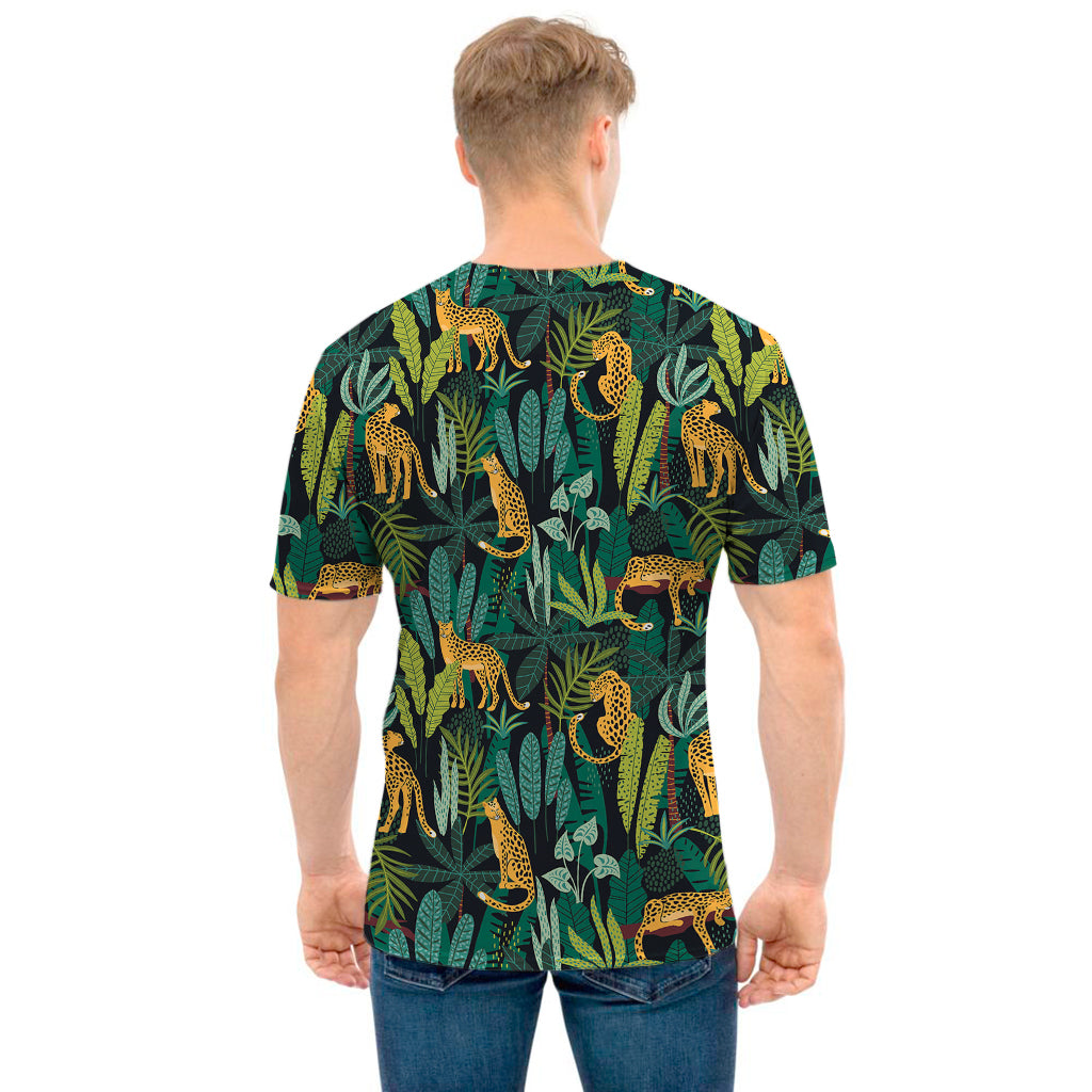 Tropical Jaguar Pattern Print Men's T-Shirt