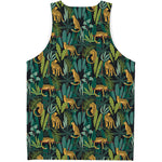 Tropical Jaguar Pattern Print Men's Tank Top