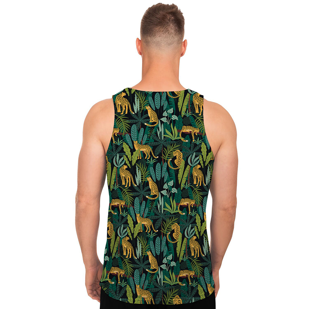 Tropical Jaguar Pattern Print Men's Tank Top