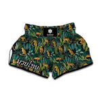 Tropical Jaguar Pattern Print Muay Thai Boxing Shorts