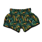 Tropical Jaguar Pattern Print Muay Thai Boxing Shorts