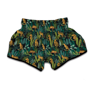 Tropical Jaguar Pattern Print Muay Thai Boxing Shorts