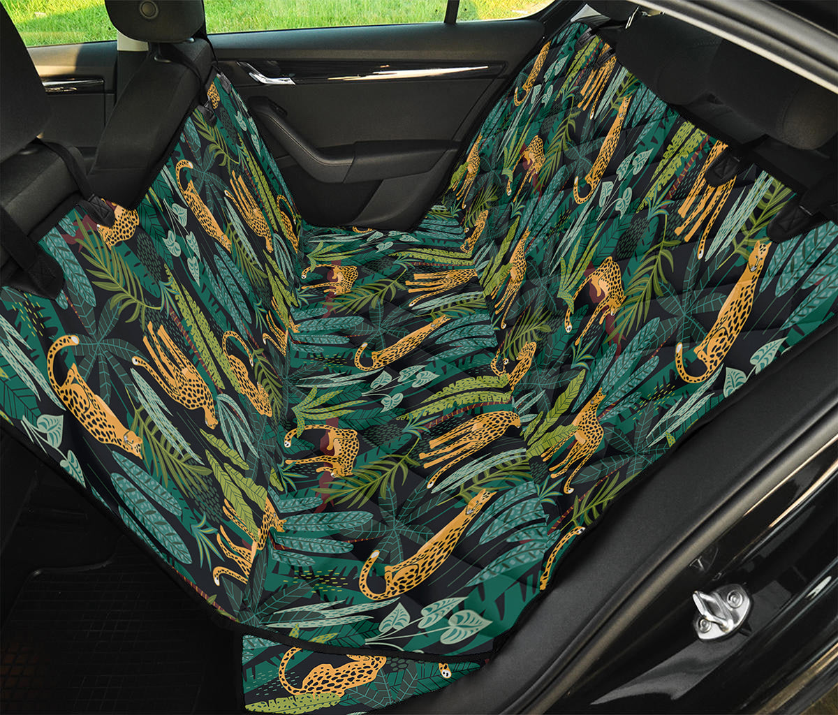 Tropical Jaguar Pattern Print Pet Car Back Seat Cover