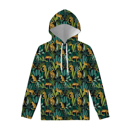 Tropical Jaguar Pattern Print Pullover Hoodie