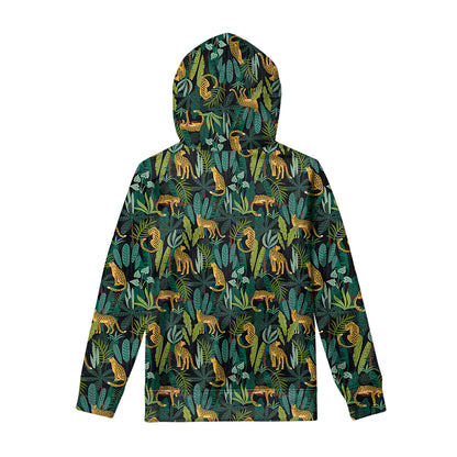 Tropical Jaguar Pattern Print Pullover Hoodie