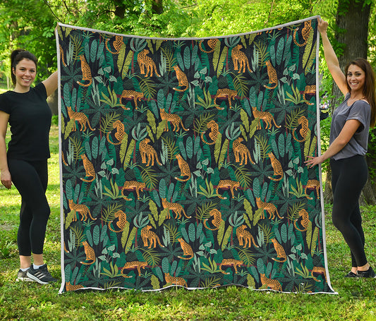 Tropical Jaguar Pattern Print Quilt