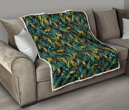 Tropical Jaguar Pattern Print Quilt
