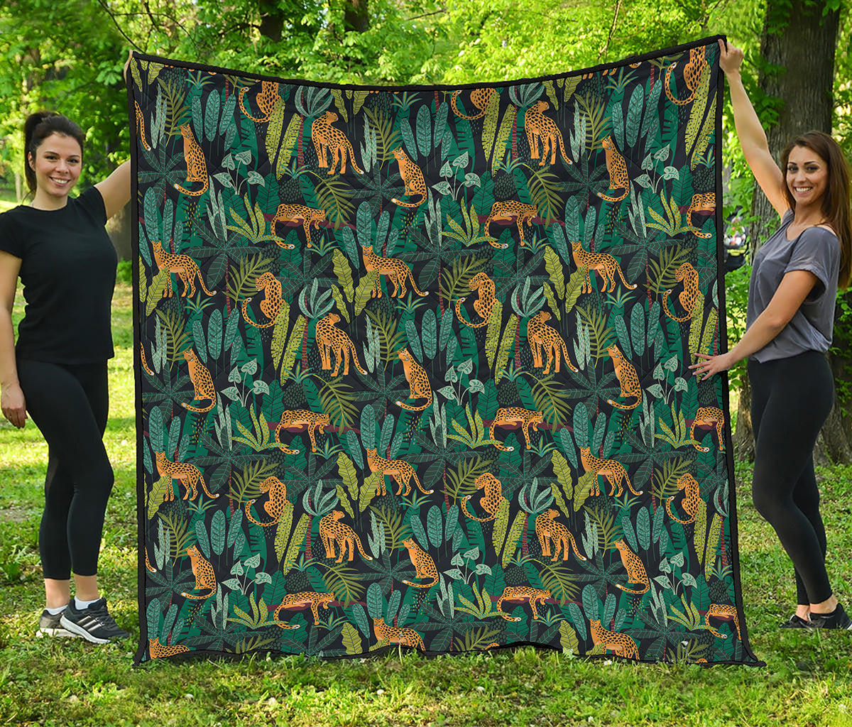 Tropical Jaguar Pattern Print Quilt