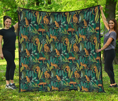 Tropical Jaguar Pattern Print Quilt