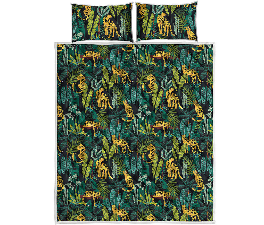 Tropical Jaguar Pattern Print Quilt Bed Set