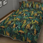 Tropical Jaguar Pattern Print Quilt Bed Set