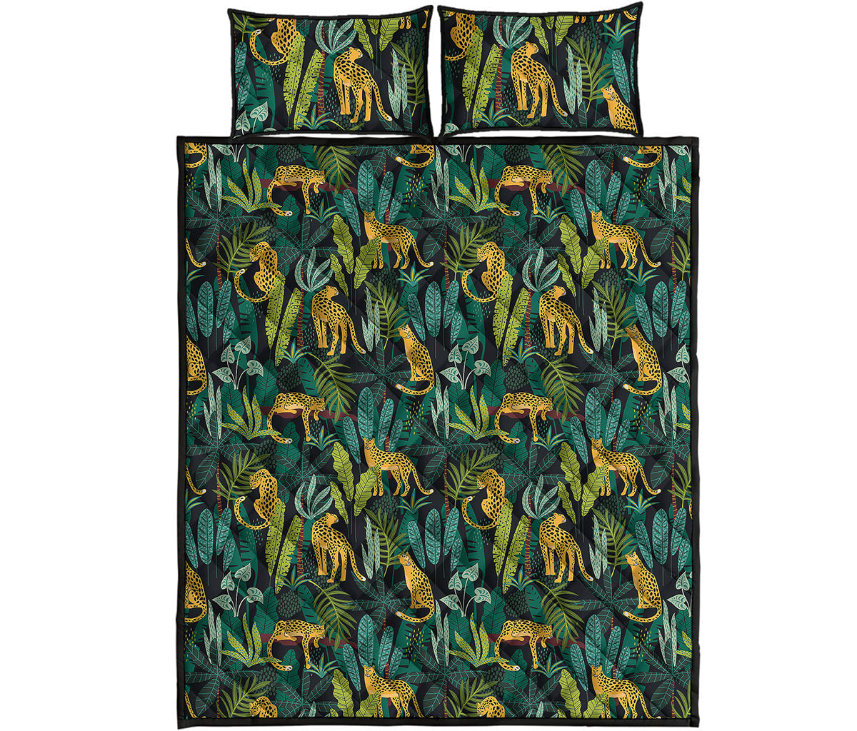 Tropical Jaguar Pattern Print Quilt Bed Set