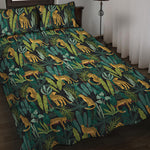 Tropical Jaguar Pattern Print Quilt Bed Set