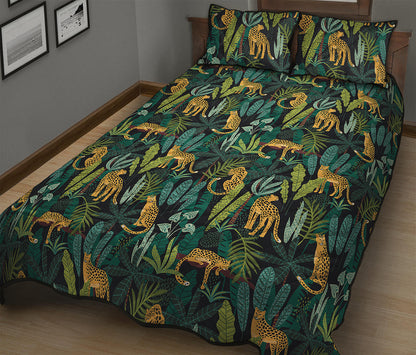 Tropical Jaguar Pattern Print Quilt Bed Set