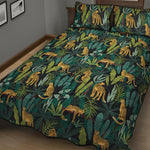 Tropical Jaguar Pattern Print Quilt Bed Set