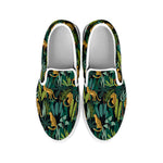 Tropical Jaguar Pattern Print White Slip On Shoes