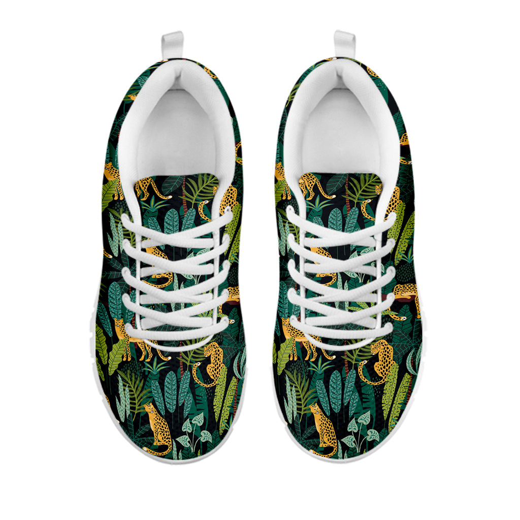 Tropical Jaguar Pattern Print White Sneakers