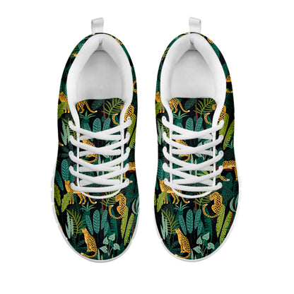 Tropical Jaguar Pattern Print White Sneakers