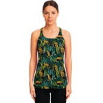 Tropical Jaguar Pattern Print Women's Racerback Tank Top