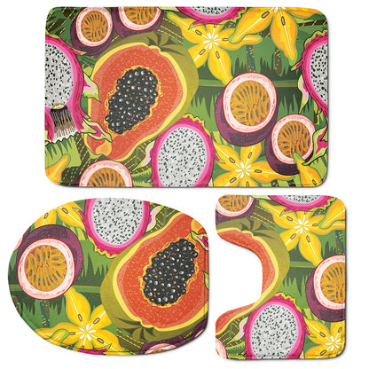 Tropical Jungle Fruits Pattern Print 3 Piece Bath Mat Set