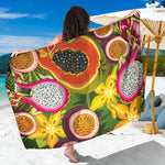 Tropical Jungle Fruits Pattern Print Beach Sarong Wrap