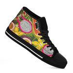 Tropical Jungle Fruits Pattern Print Black High Top Shoes